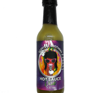 A bottle of hot sauce with a picture of a gorilla on it.