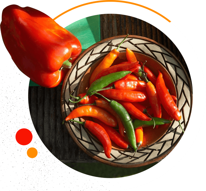 A bowl of peppers on the table